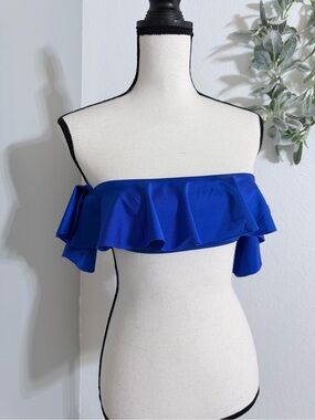 Milly Royal Blue Bandeau Ruffle Bikini Top, New!